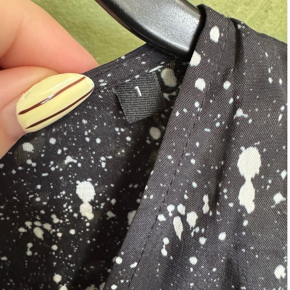 The Kooples Paint Splatter Peplum Blouse Black White Size 1 Small - Picture 8 of 11